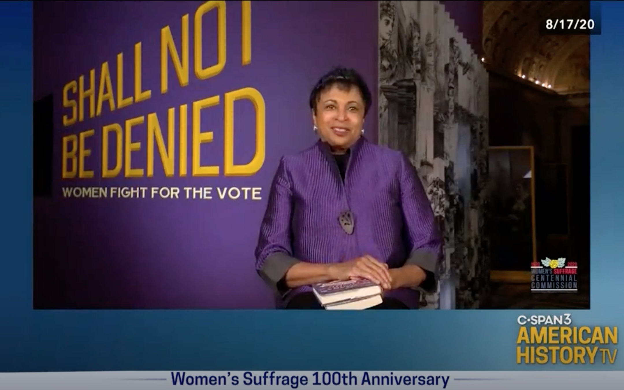 Roosevelt political science graduate Carla Hayden in the Library of Congress "Shall Not Be Denied" Exhibit
