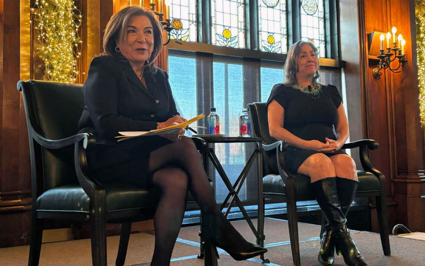 Karina Ayala-Bermejo and Maria Wynn Lascarr at 2024 Women’s Leadership Council holiday luncheon