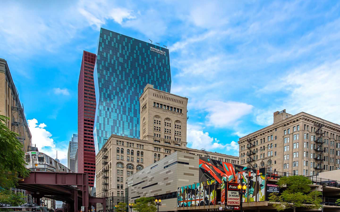 Wabash and Auditorium Buildings from south