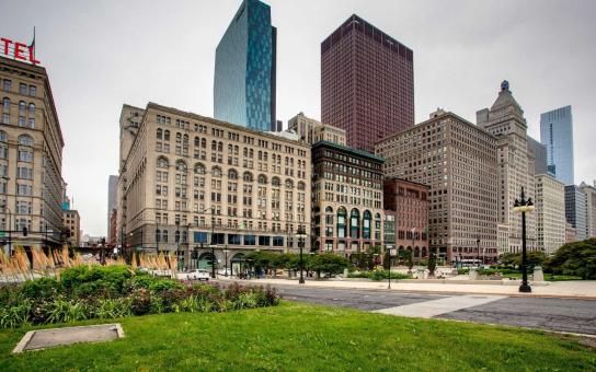 View of the Wabash building from the park